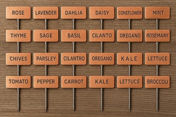 Copper Plant Labels Set of 25 Weatherproof Metal Garden Tags with Steel Stakes for Labeling Flowers Herbs and Vegetables Outdoor Decor