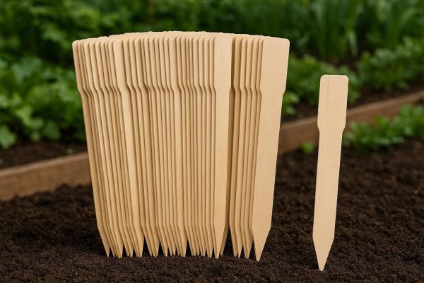 Tall Wooden Plant Labels Set of 40 Large Birch Wood Garden Tags for Raised Beds and Vegetable Gardens Eco Friendly Broad Stakes for Writing